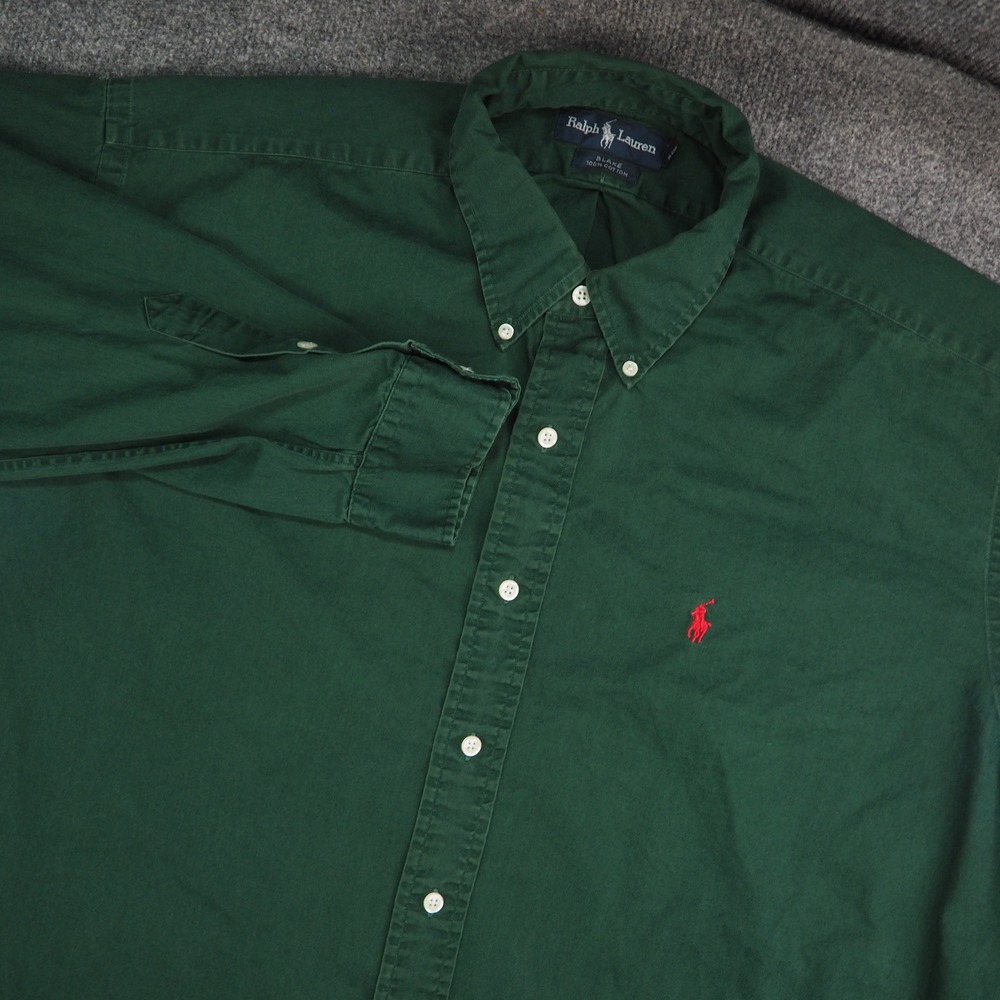 Ralph Lauren Shirt Mens XL Blake Green Solid Cotton Button Down Preppy Classic